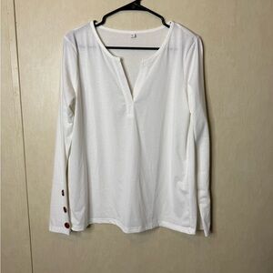 Chic White Long Sleeve Top with Button Detail